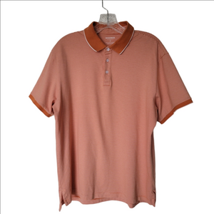 Bonobos Men's Thin-Striped Rust Polo with Contrast Collar